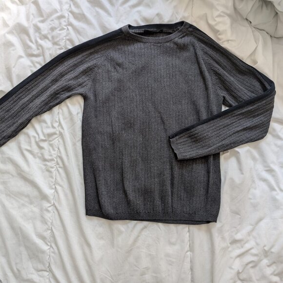 Calvin Klein Jeans Ribbed  Crew Neck Sweater Black & Grey Men's Size Large - Picture 1 of 7
